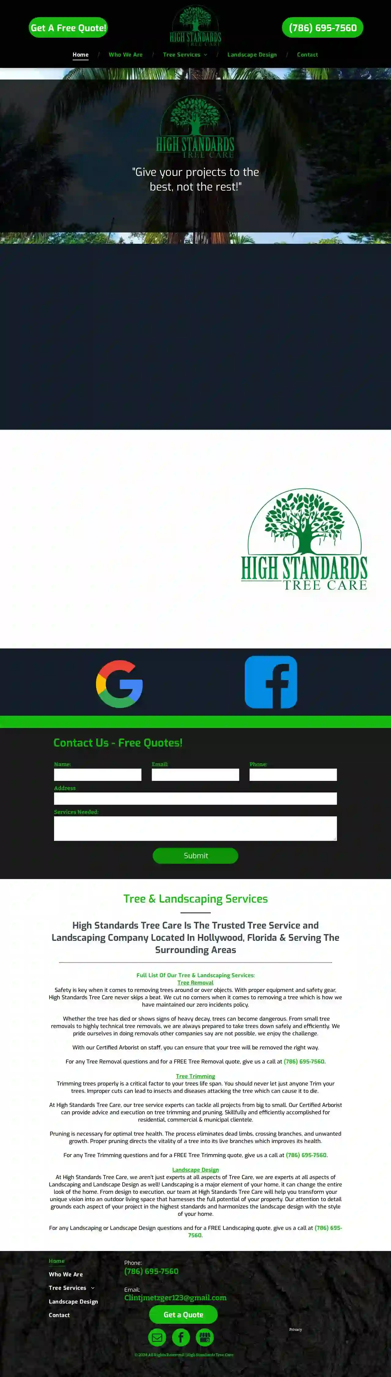 High standards tree care llc